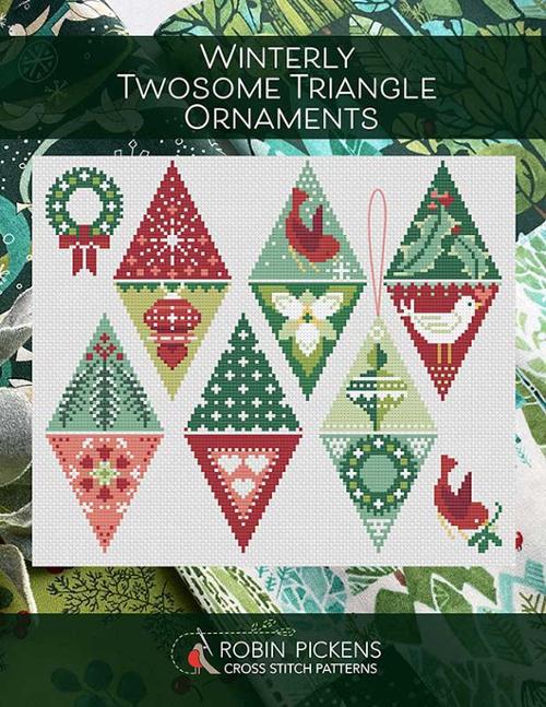 Winterly Twosome Triangle Ornament Cross Stitch Pattern by Robin Pickens
