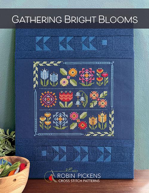 Gathering Bright Blooms Cross Stitch Pattern by Robin Pickens