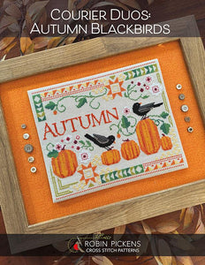 Courier Duos Autumn Blackbirds Cross Stitch Pattern by Robin Pickens