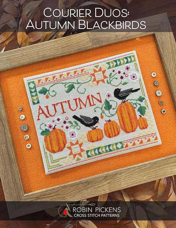 Courier Duos Autumn Blackbirds Cross Stitch Pattern by Robin Pickens