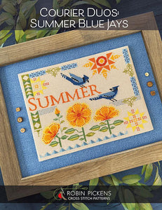 Courier Duos Summer Blue Jays Cross Stitch Pattern by Robin Pickens