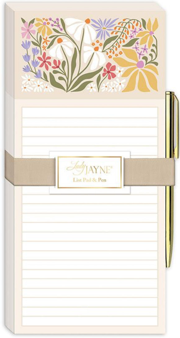 Magnetic Notepad w/Pen Wildflowers Lady Jayne