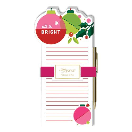 Diecut Notepad w/Pen Bright Ornament