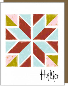 Barn Quilt Hello Note Card